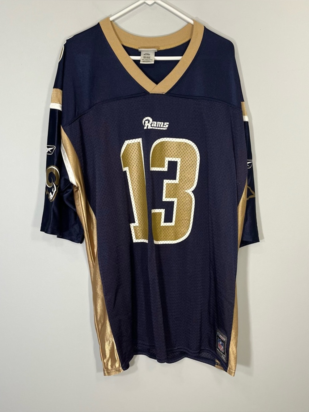 VINTAGE St. Louis Rams Kurt Warner Jersey Mens XXL 2XL Blue Gold NFL Football